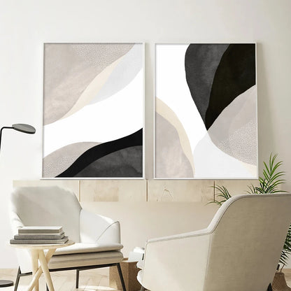 Abstract Black & Beige Wall Prints