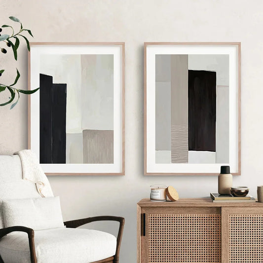 Contemporary Black&Beige/Oil Wall Print