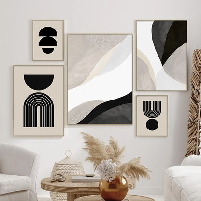 Abstract Black & Beige Wall Prints