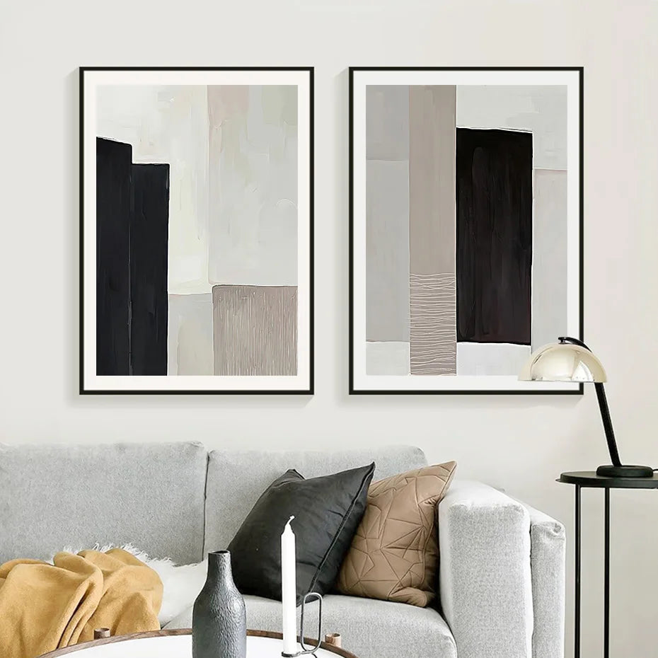 Contemporary Black&Beige/Oil Wall Print