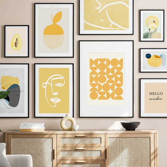 Yellow Abstract Design Wall Prints