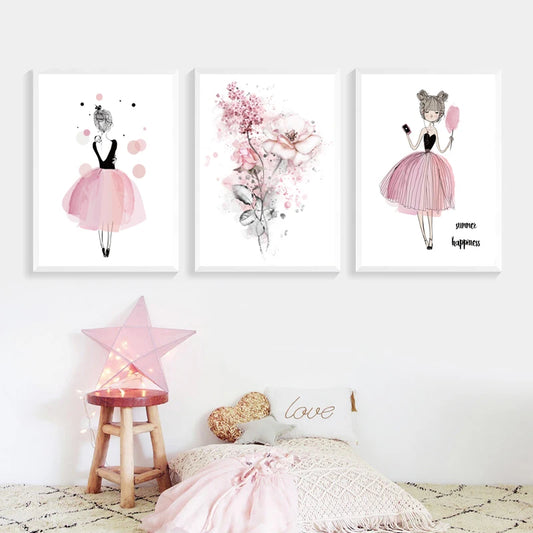 Pink Girls Room Wall Prints