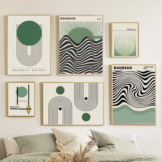 Bauhaus Green Modern Wall Prints