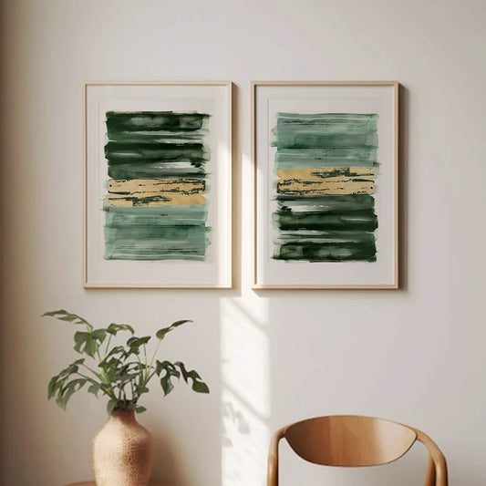 Green Watercolor Modern Art Wall Prints