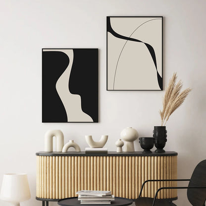 Black & Beige Abstract Wall Prints