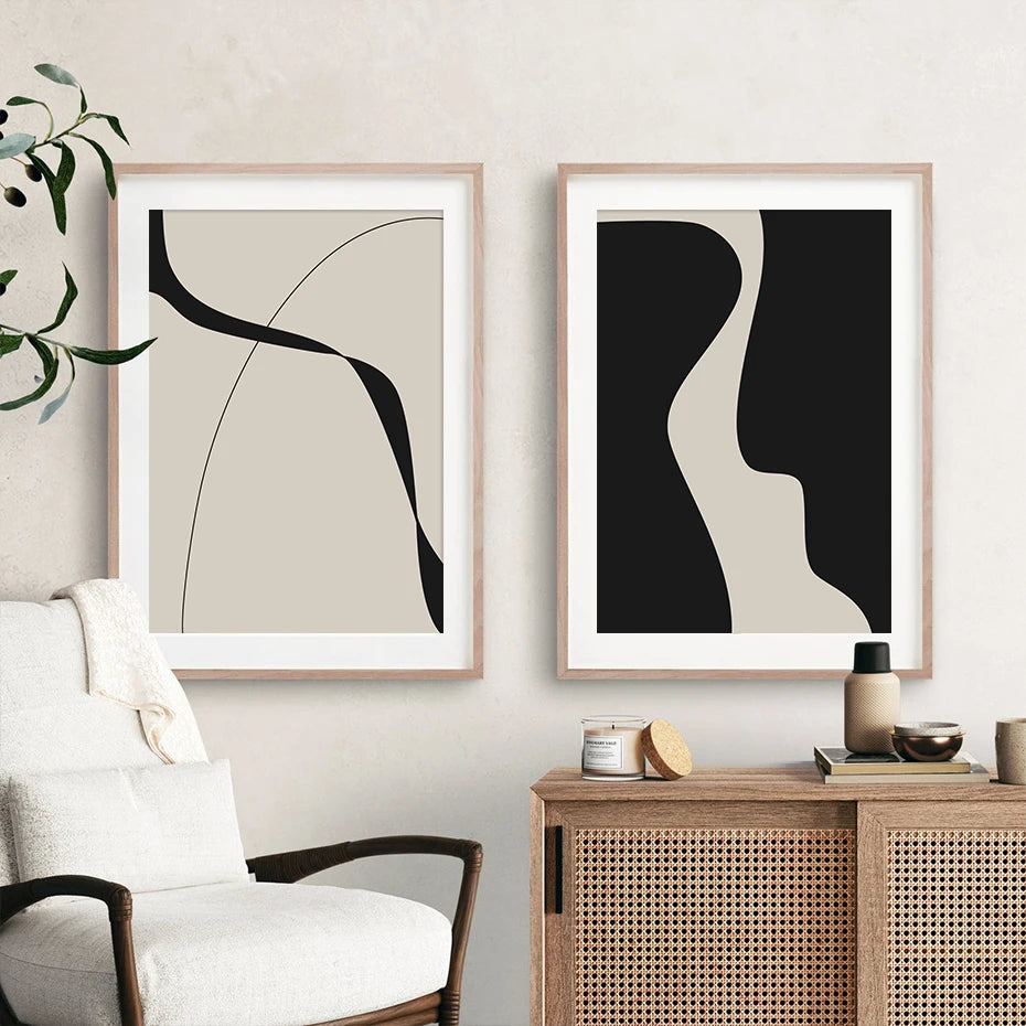 Black & Beige Abstract Wall Prints