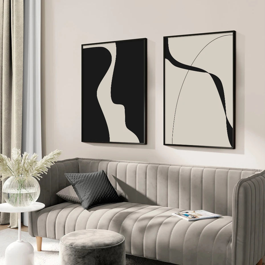 Black & Beige Abstract Wall Prints