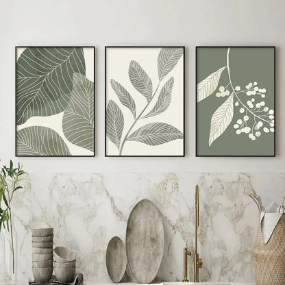 Tropical Green Leaves Wall Prints