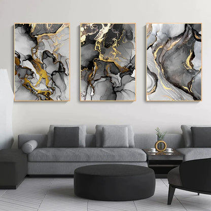 Marble Gold & Black Wall Prints