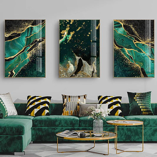 Marble Gold & Green Wall Prints