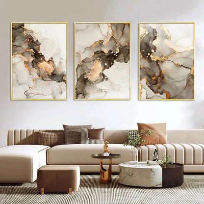 Marble Gold, Beige & Black Wall Prints