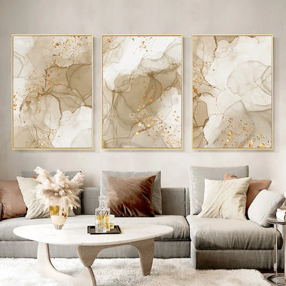 Marble Beige & Gold Wall Prints