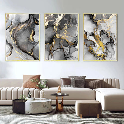 Marble Gold & Black Wall Prints