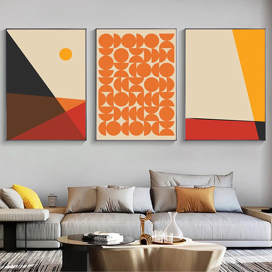 Mid Century Orange Shapes Wall Print