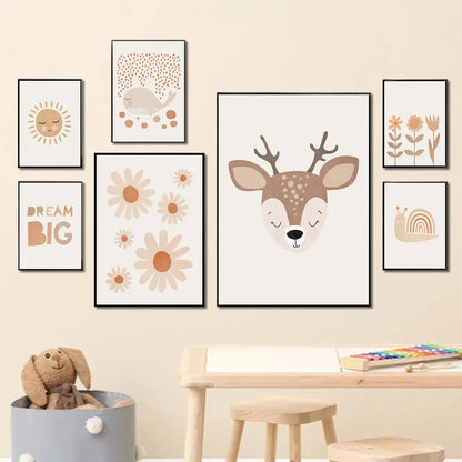 Kids Boho Brown Wall Prints