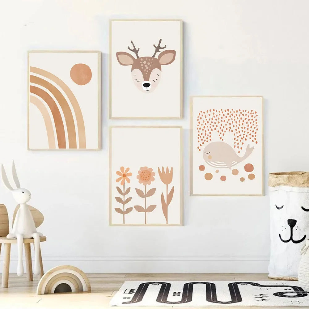 Kids Boho Brown Wall Prints