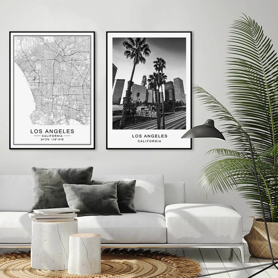 Los Angeles City Map & Cityscape Wall Print