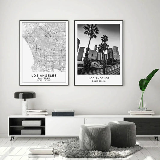 Los Angeles City Map & Cityscape Wall Print