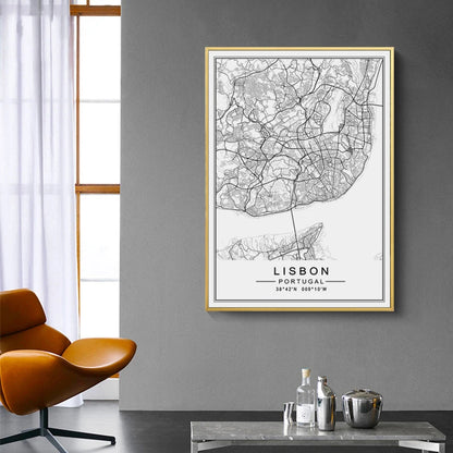 Lisbon & Zurich City Map Wall Prints