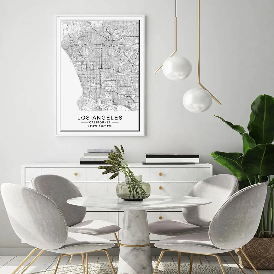 Los Angeles City Map & Cityscape Wall Print