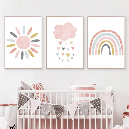 Kids Pink Seasons 3PCS Wall Prints