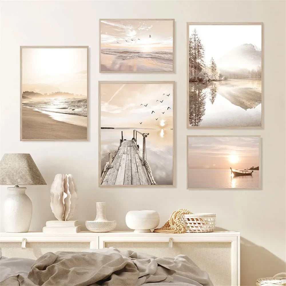 Beige Sunset Wall Prints