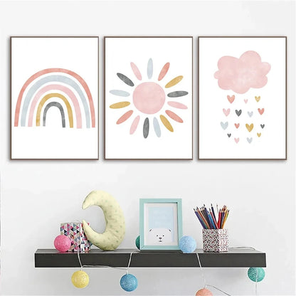 Kids Pink Seasons 3PCS Wall Prints