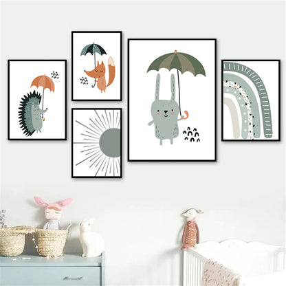 Green Boho & Animals Wall Prints