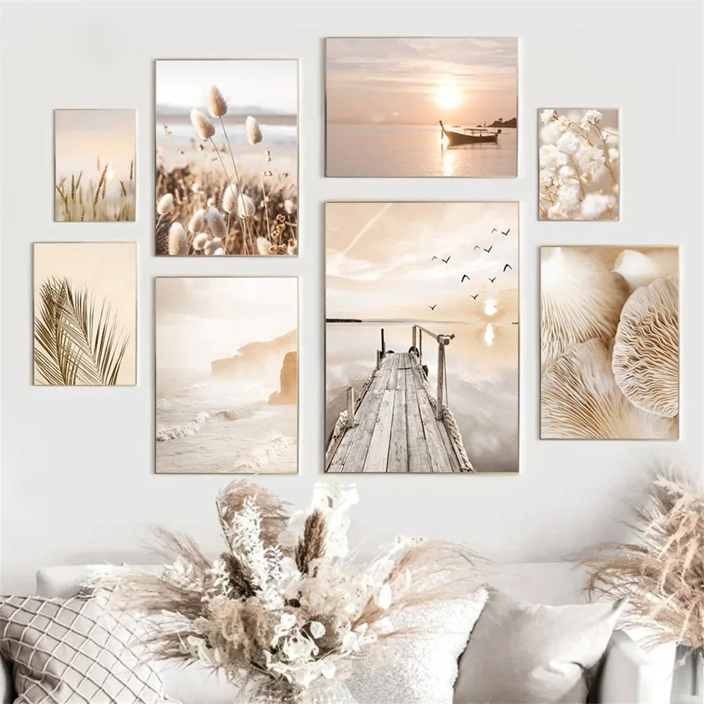 Beige Sunset Wall Prints