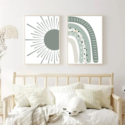 Green Boho & Animals Wall Prints